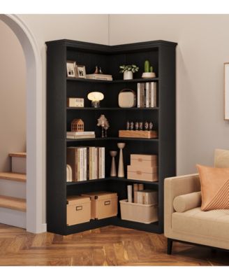 Corner Bookshelf 72.8in Farmhouse Bookcase Large Bookshelf