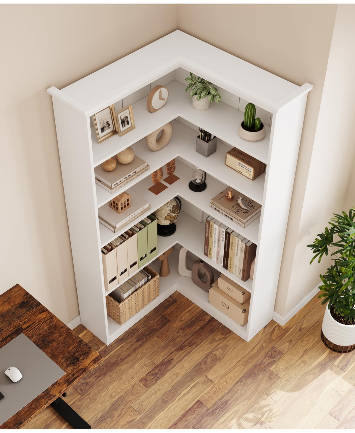 gaomon Corner Bookshelf 72.8in Farmhouse Bookcase Large