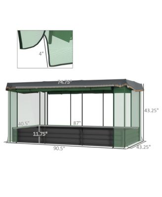 Galvanized Raised Garden Bed with Crop Cage & Shade Cloth,
