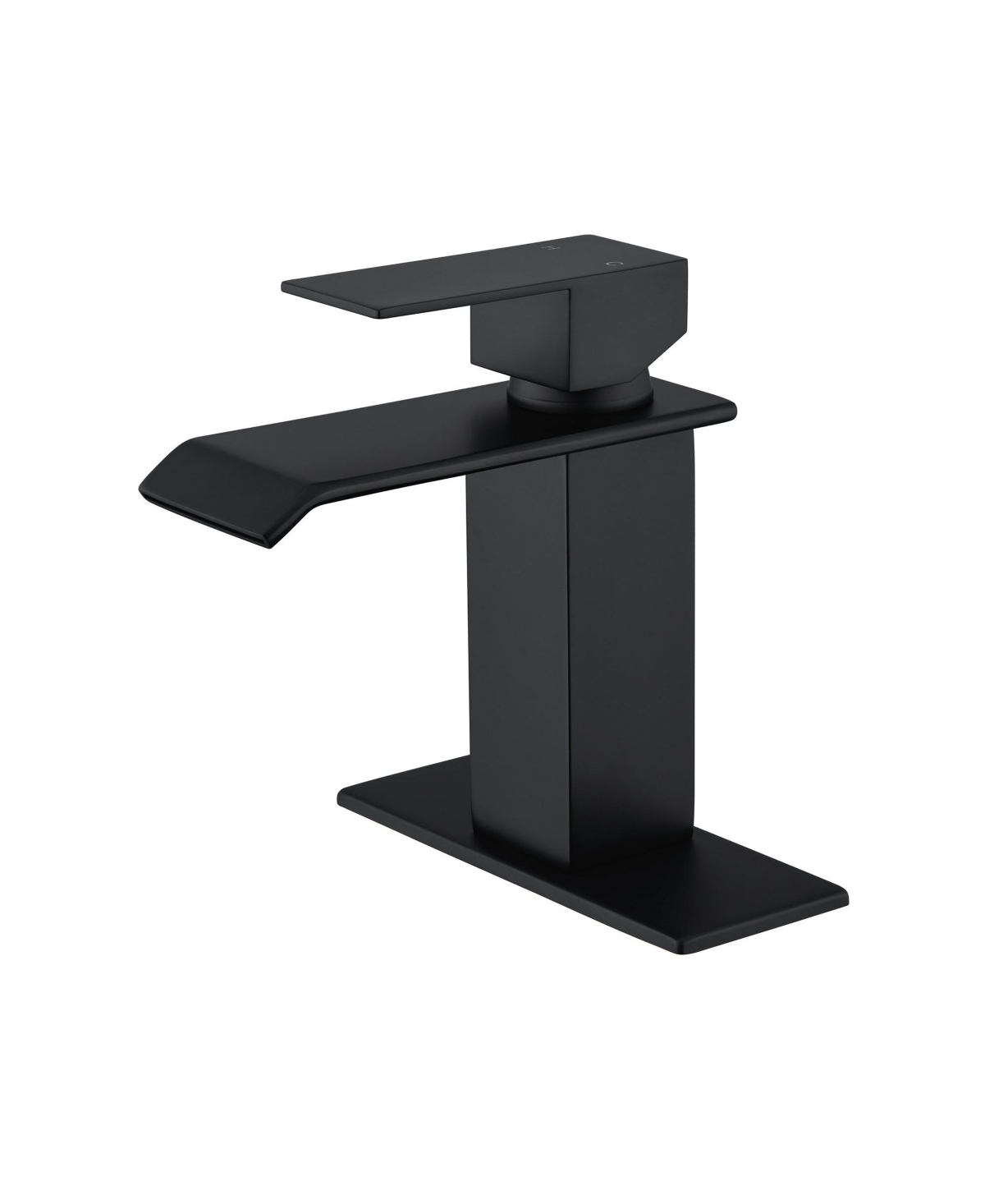 Waterfall Spout Bathroom Sink Faucet, Single Handle 1/3 Hole Deck Mount Basin Hot & Cold Water Tap for Bathroom Lavatory - Matte black