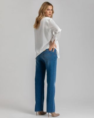 Maternity High-Waisted Elastic Band & Straight-Leg Jeans