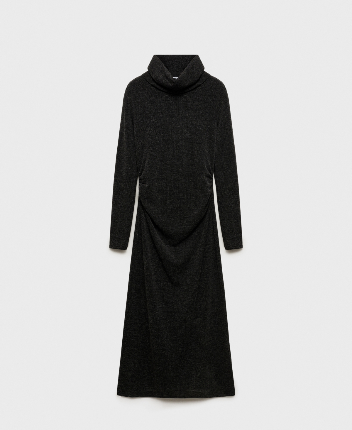Mango Draped Roll Neck Dress Grey In Gray