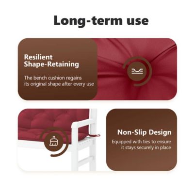Garden Bench Cushion Wine Red 78.7"x(19.7"+19.7")x2.8" Oxford Fabric