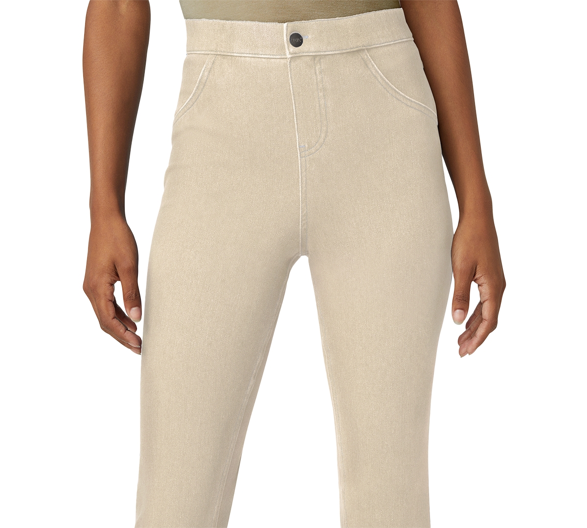 Hue Ultra Soft High Rise Denim Baby Bootcut Leggings In White Pepper