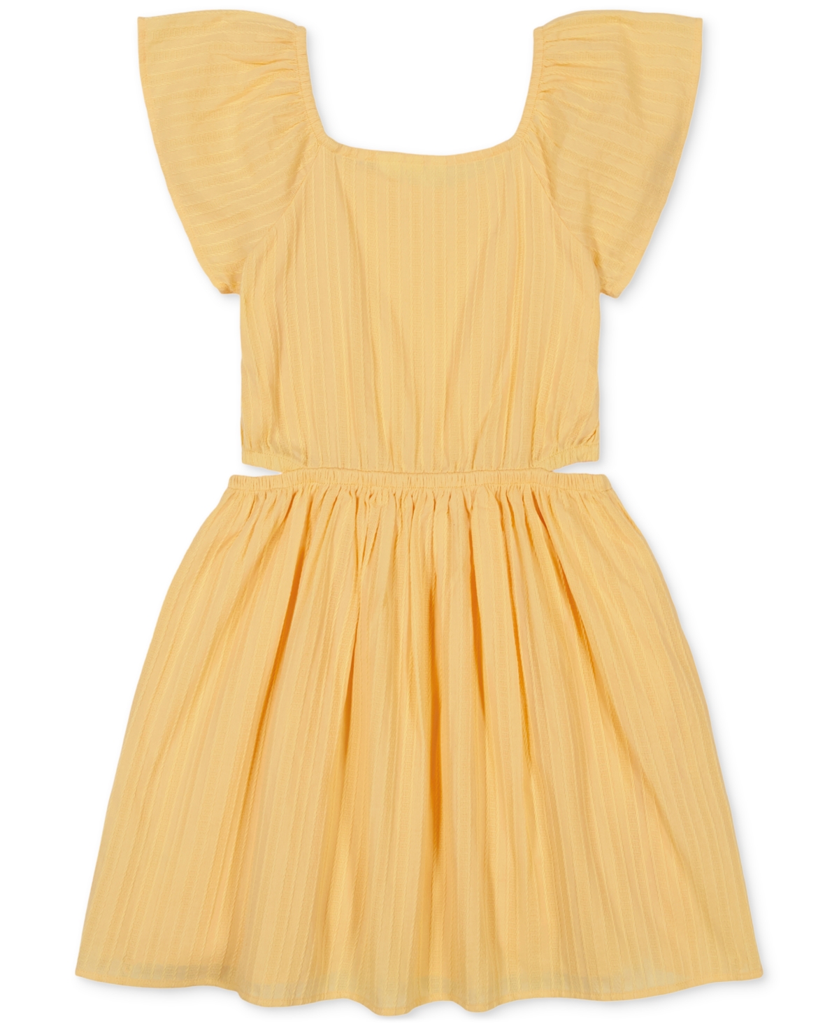 Roxy Big Girls Cotton Surf Break Jacquard Flutter-sleeve Dress In Impala