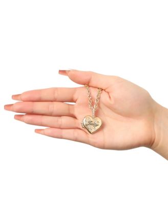 Gold-Tone Crystal Heart Locket Pendant Necklace