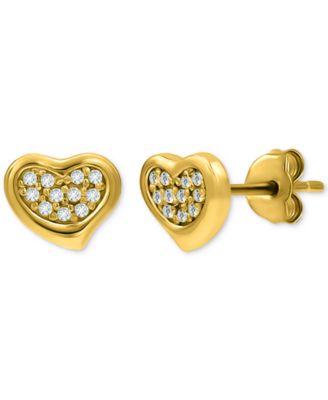 Cubic Zirconia Cluster Heart Stud Earrings in 18k Gold-Plated Sterling Silver, Exclusively at Macy's