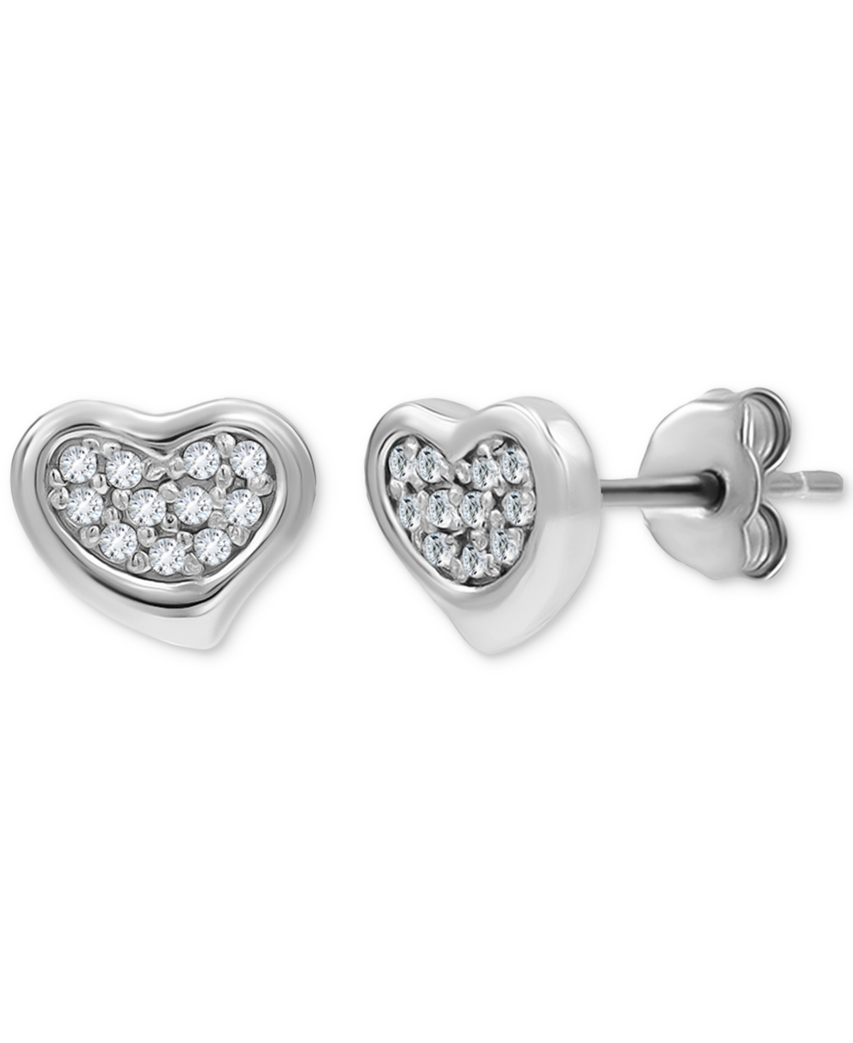 Giani Bernini Cubic Zirconia Cluster Heart Stud Earrings In 18k Gold-plated Sterling Silver, Exclusively At Macy's In Silver