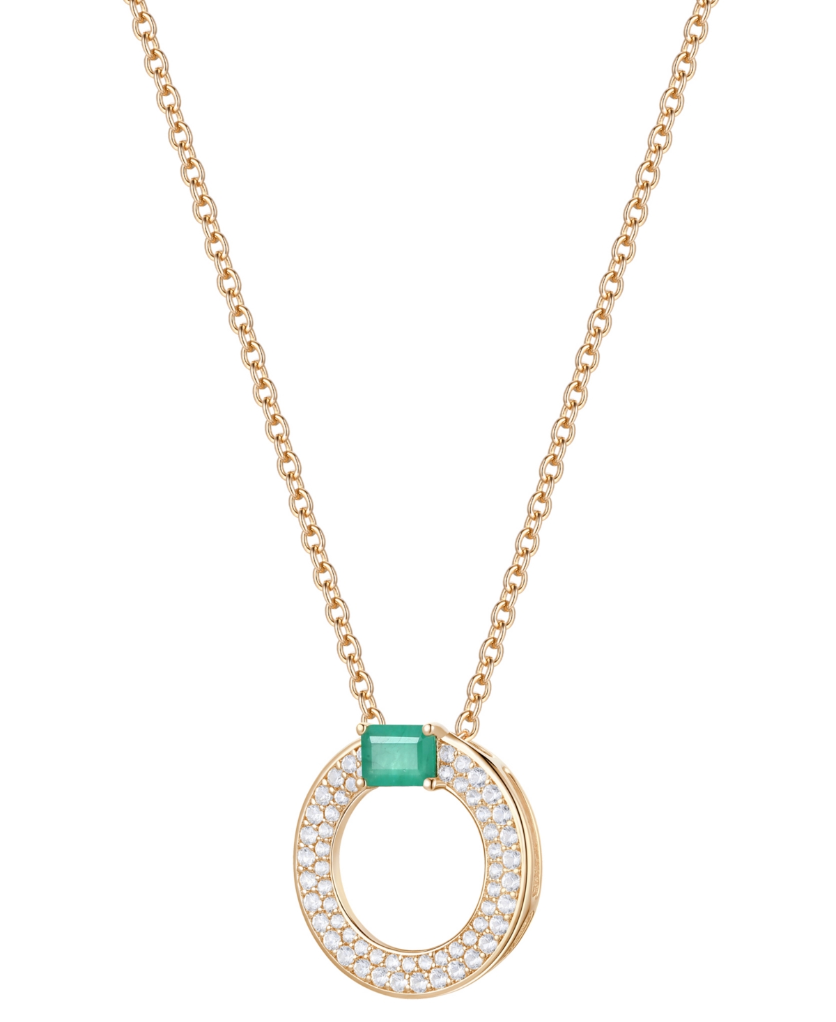 MACY'S SAPPHIRE (1/4 CT. T.W.) & DIAMOND (1/4 CT. T.W.) CIRCULAR PENDANT 18" NECKLACE IN 14K WHITE GOLD (AL 