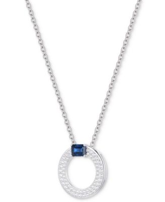 Sapphire (1/4 ct. t.w.) & Diamond (1/4 ct. t.w.) Circular Pendant 18" Necklace in 14k White Gold (Also Available in Ruby & Emerald)