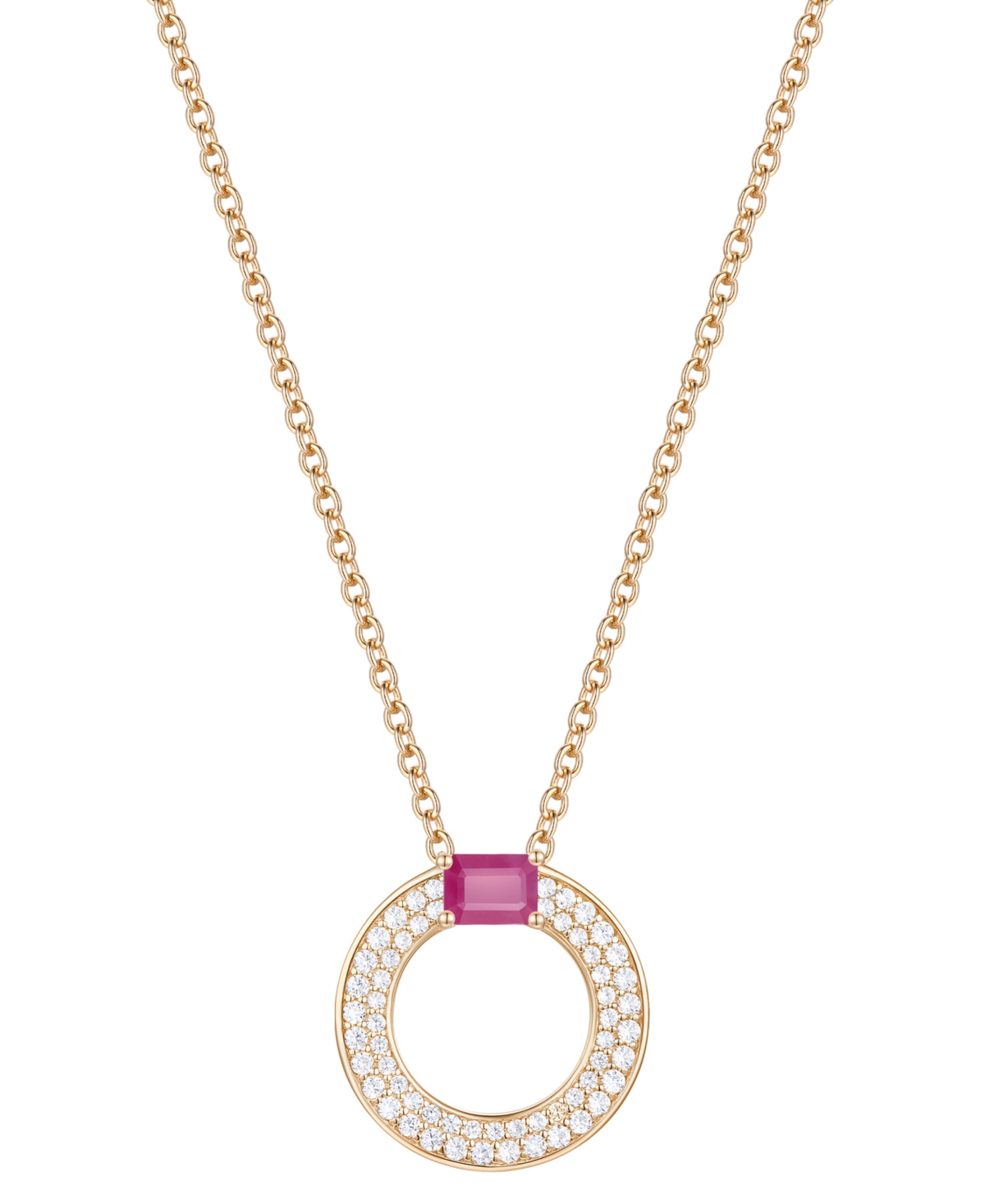 MACY'S SAPPHIRE (1/4 CT. T.W.) & DIAMOND (1/4 CT. T.W.) CIRCULAR PENDANT 18" NECKLACE IN 14K WHITE GOLD (AL 