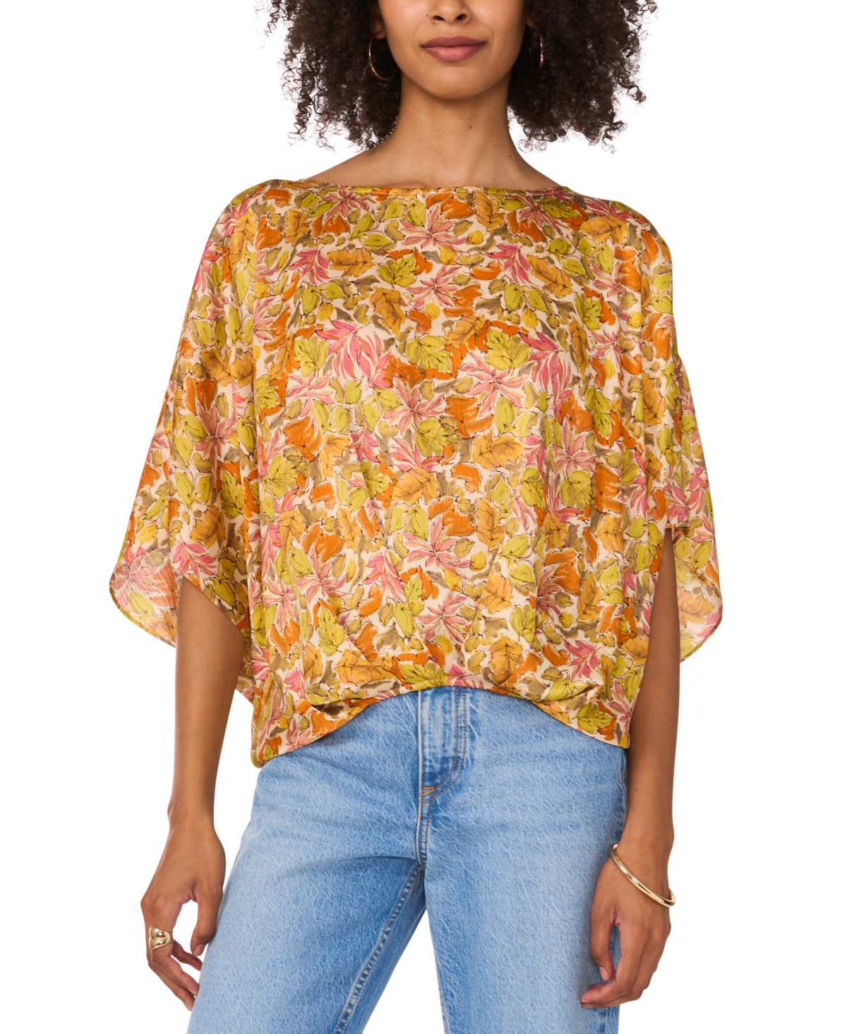 VINCE CAMUTO WOMEN'S FLORAL-PRINTED DOLMAN-SLEEVE TOP 