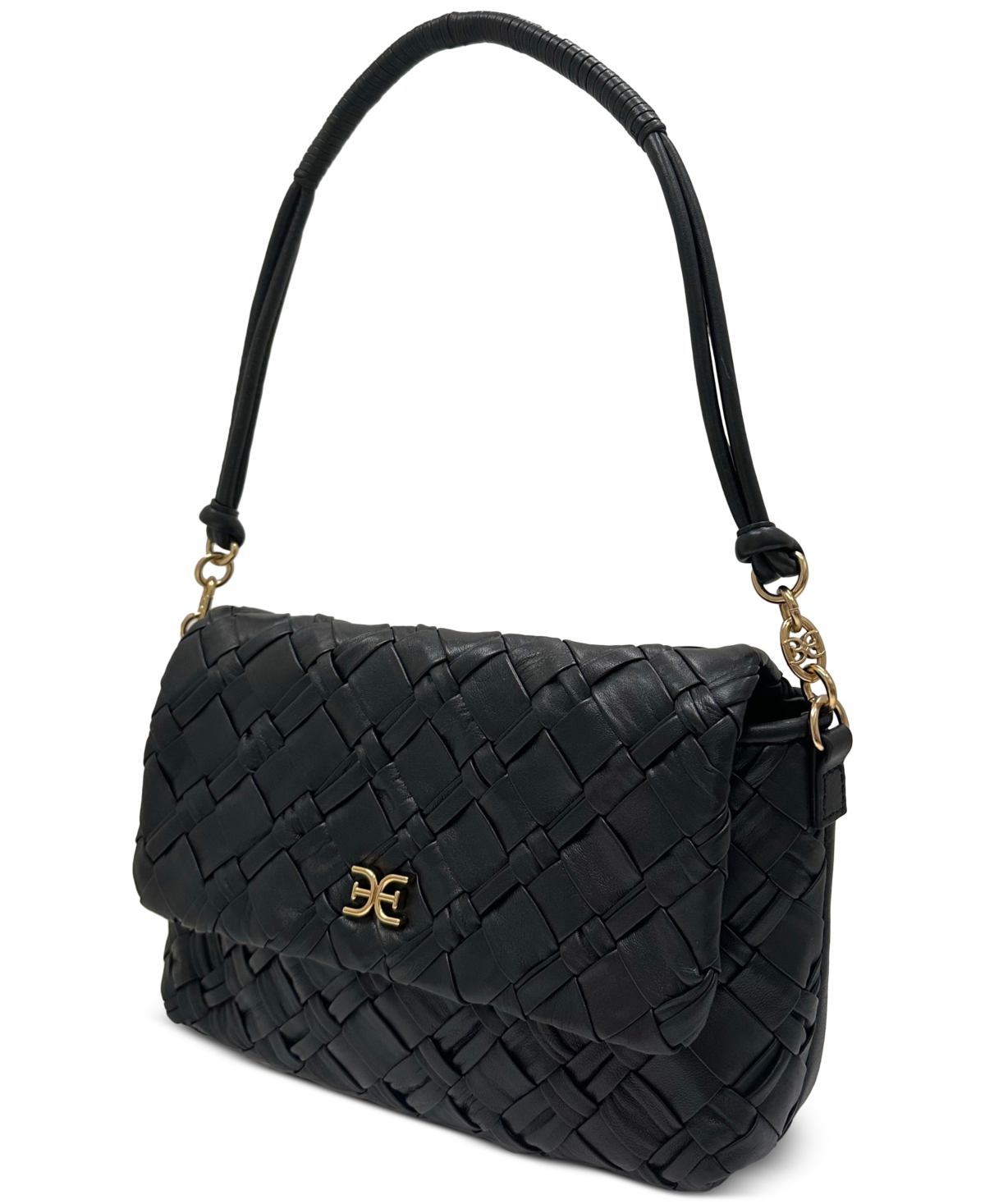 SAM EDELMAN EVELYN WOVEN LEATHER SMALL FLAP SHOULDER BAG 
