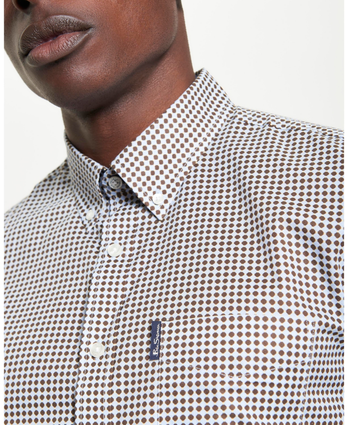 Ben Sherman Men's Geo-print Short Sleeve Shirt In Gray