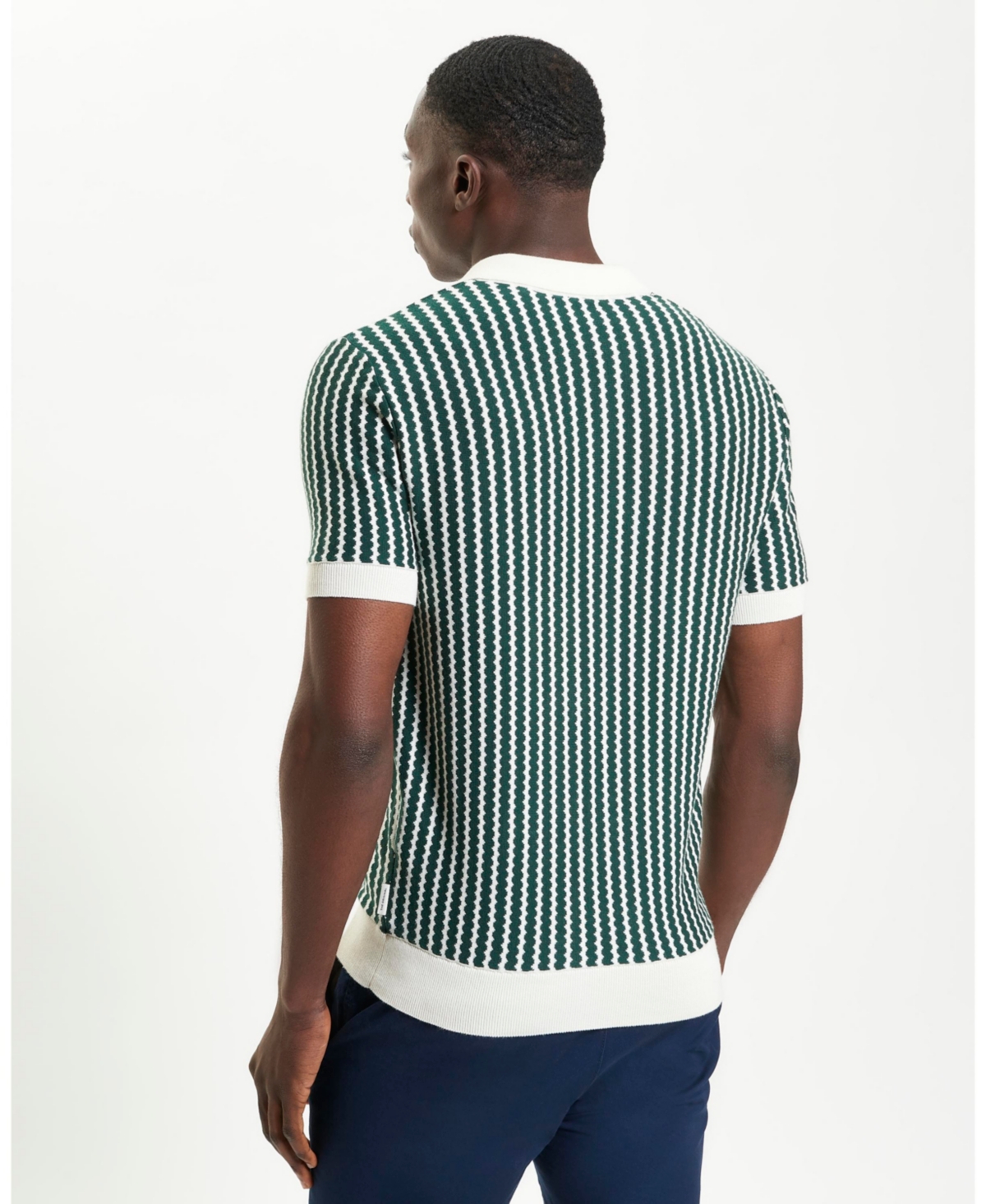 Ben Sherman Vertical Wave Johnny Collar Polo In Animal Print