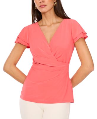 Vince Camuto - Women's Surplice Flutter-Sleeve Top
