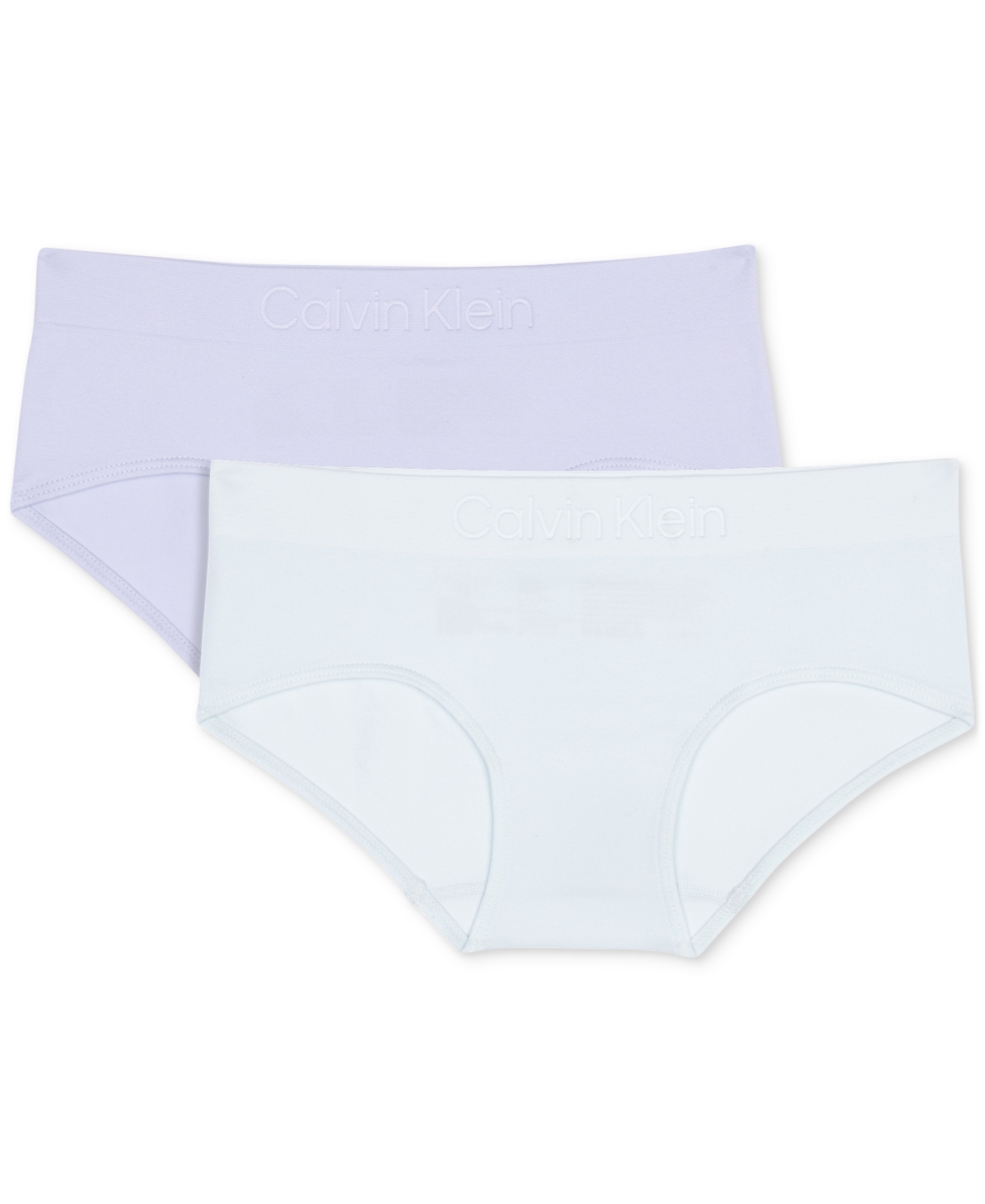 Shop Calvin Klein Big Girls Seamless Embossed Hipster Underwear, Pack Of 2 In Moonlight Jade