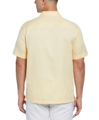 Men's Ombre Embroidery Panel Short Sleeve Button-Down Shirt