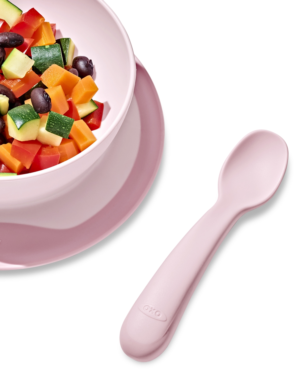 Oxo Tot 2-pack Flexible Silicone Feeding Spoons In Opal And Blossom