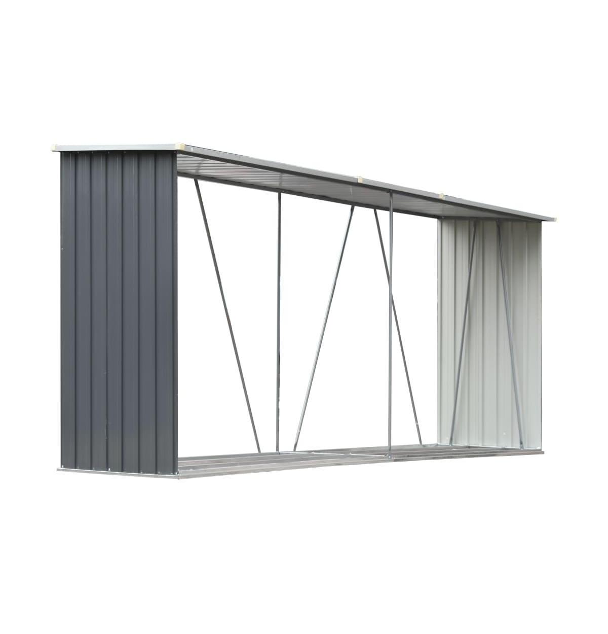 Garden Log Storage Shed Galvanized Steel 129.9"x33.1"x59.8" Gray - Gray