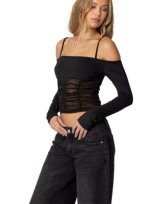 Womens Susie Off Shoulder Mesh Top