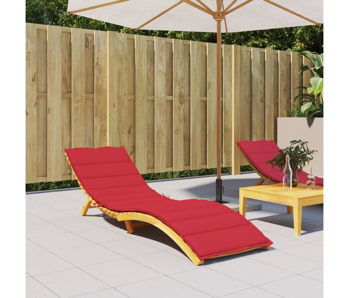 vidaXL Sun Lounger Cushion Red 78.7"x27.6"x1.2" Oxford Fabric