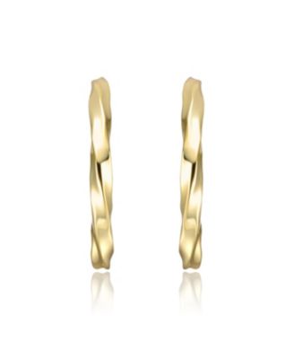 Bright Shine C-Hoop Earrings in White Gold Plated or 14K Gold Plated