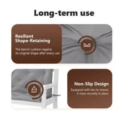 Garden Bench Cushion Gray 59.1"x(19.7"+19.7")x2.8" Oxford Fabric
