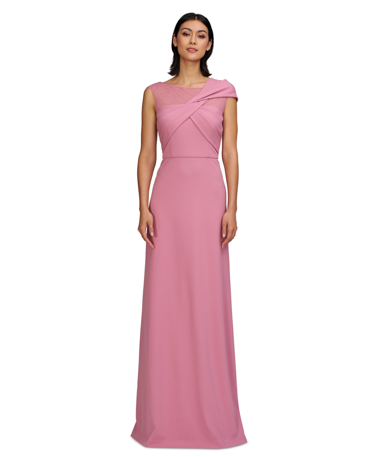Women's Jordyn Twisted-Bodice Illusion-Neck Gown - Deep Blush