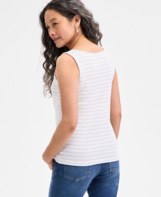 売れ筋商品|||スタイルアンドコー カットソー トップス レディース Women's Pima Cotton Scoop-Neck Tank Top, Exclusively at Macy's Navy White Style & Co Women's Pima Cotton Scoop-Neck Tank Top