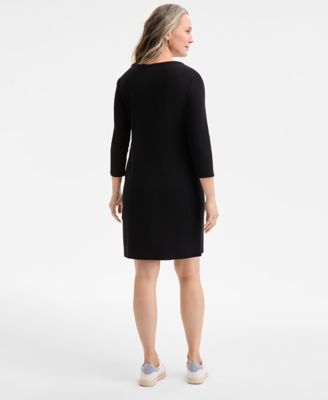 Women's Cotton 3/4-Sleeve Boat-Neck Dress