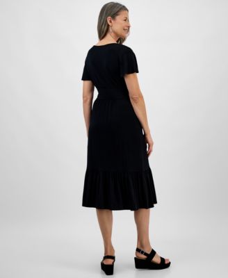 Women's Printed Flutter-Sleeve Knit Midi Dress, Exclusively at Macy's