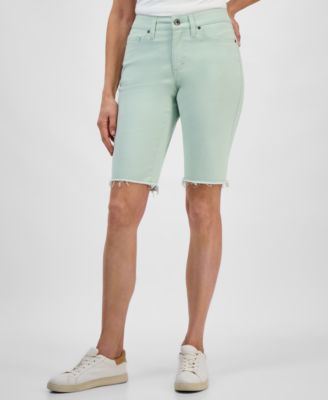 Style & Co - Petite Raw-Edge Denim Bermuda Shorts