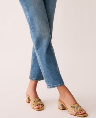 Women's Dolls Embroidered Raffia Block Heel Sandals