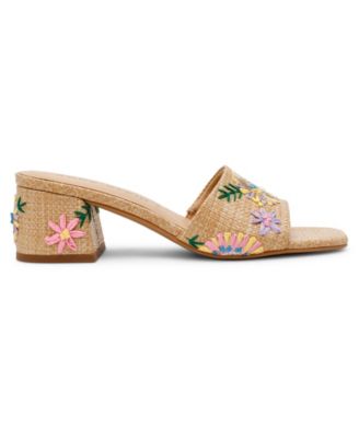 Women's Dolls Embroidered Raffia Block Heel Sandals