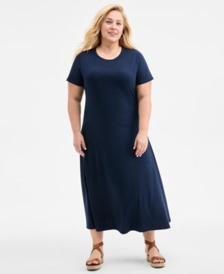 Style & Co - Plus Size Solid Short-Sleeve Maxi Dress