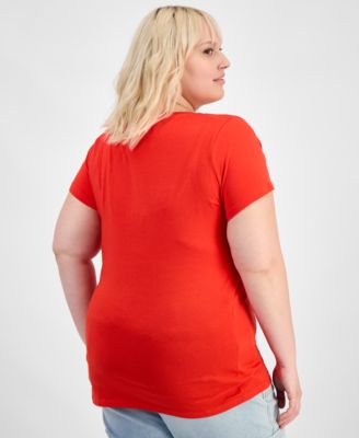 Trendy Plus Size Fitted V-Neck T-Shirt