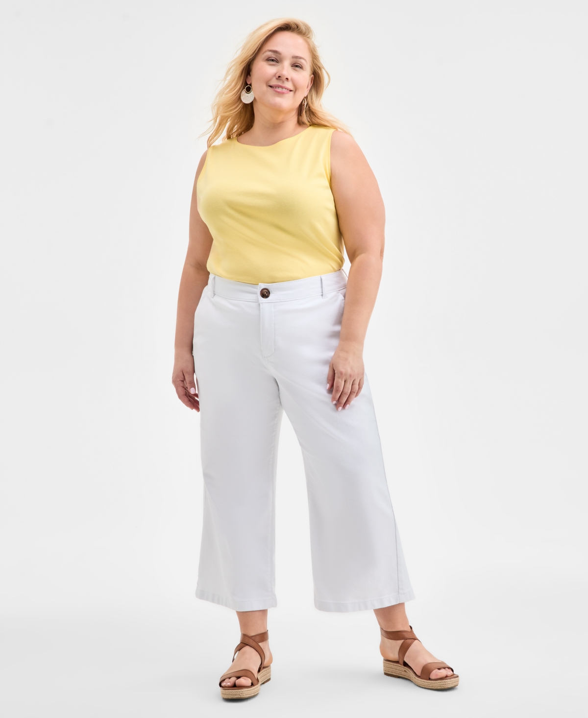 Style & Co Plus Size Wide-leg Cropped Pants, Exclusively At Macy's