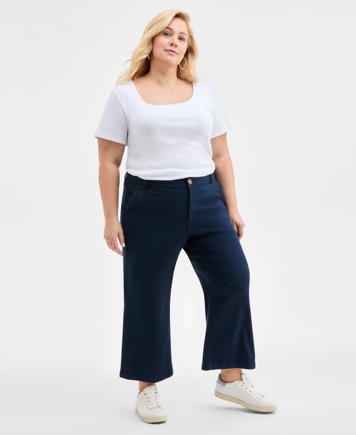 Style & Co Plus Size Wide-leg Cropped Pants, Exclusively At Macy's