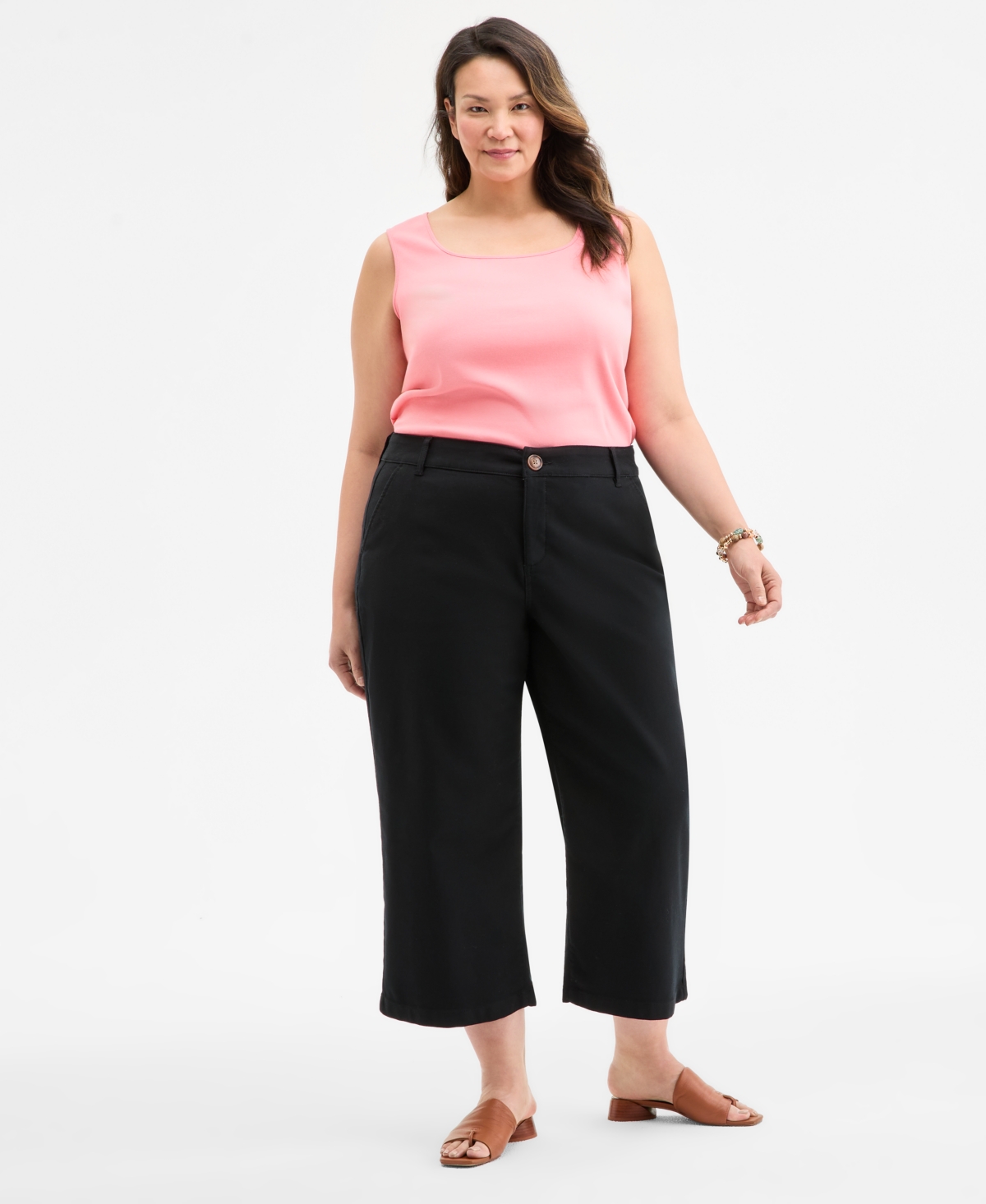 Style & Co Plus Size Wide-leg Cropped Pants, Exclusively At Macy's