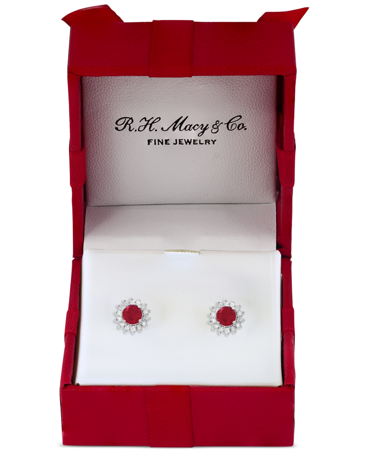 Effy Collection Effy Sapphire (1-1/6 Ct. T.w.) & Diamond (1/6 Ct. T.w.) Halo Stud Earrings In 14k White Gold Or Two In Ruby,white Gold