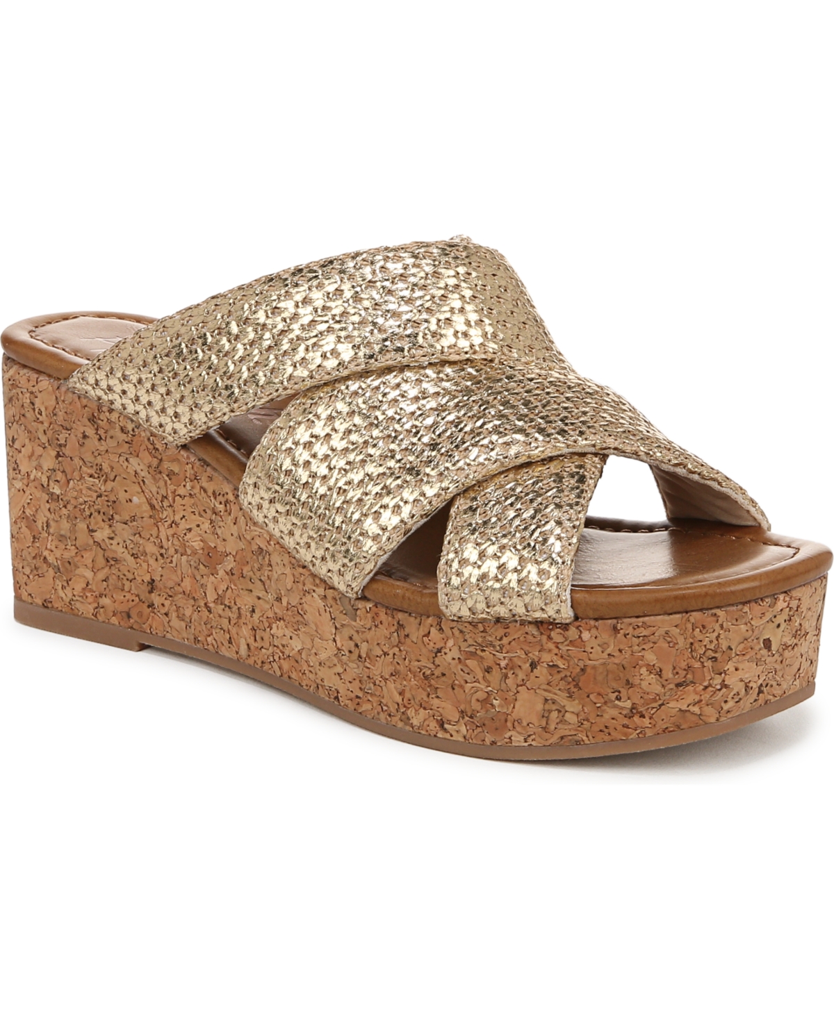 Blowfish Malibu Abi Woven Wedge Sandal In Gold Faux Raffia