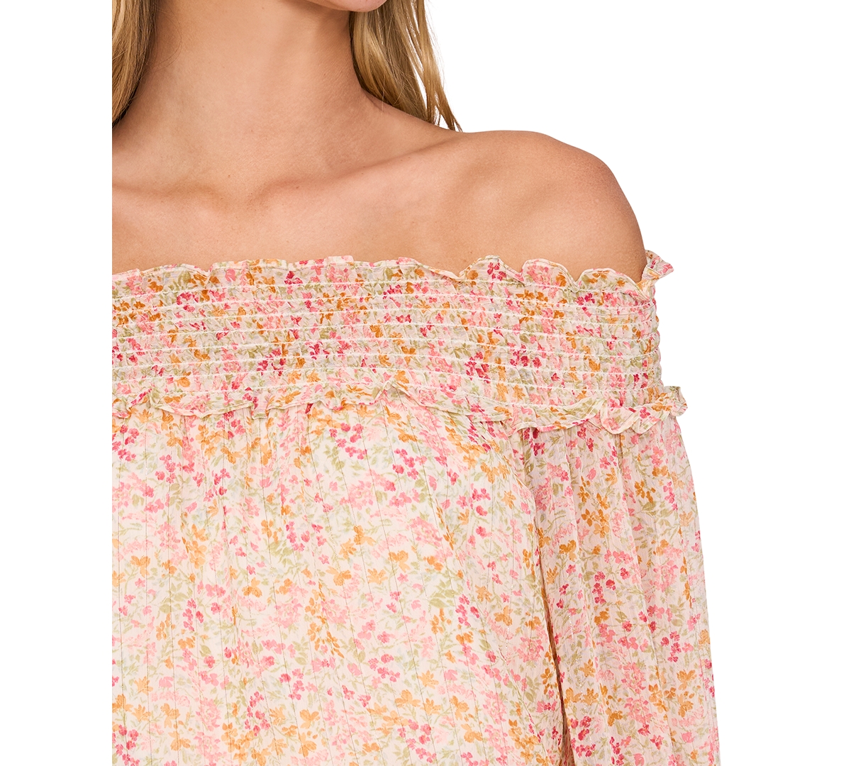 Cece Women's Ruffle-cuff Off-the-shoulder Blouse In New Ivory