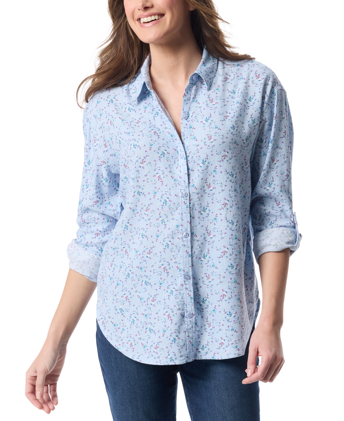 Women's Amanda Button-Front Shirt - Oleander Garden Multi White
