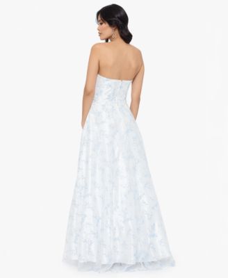 Juniors' Glitter-Floral Corset Ball Gown
