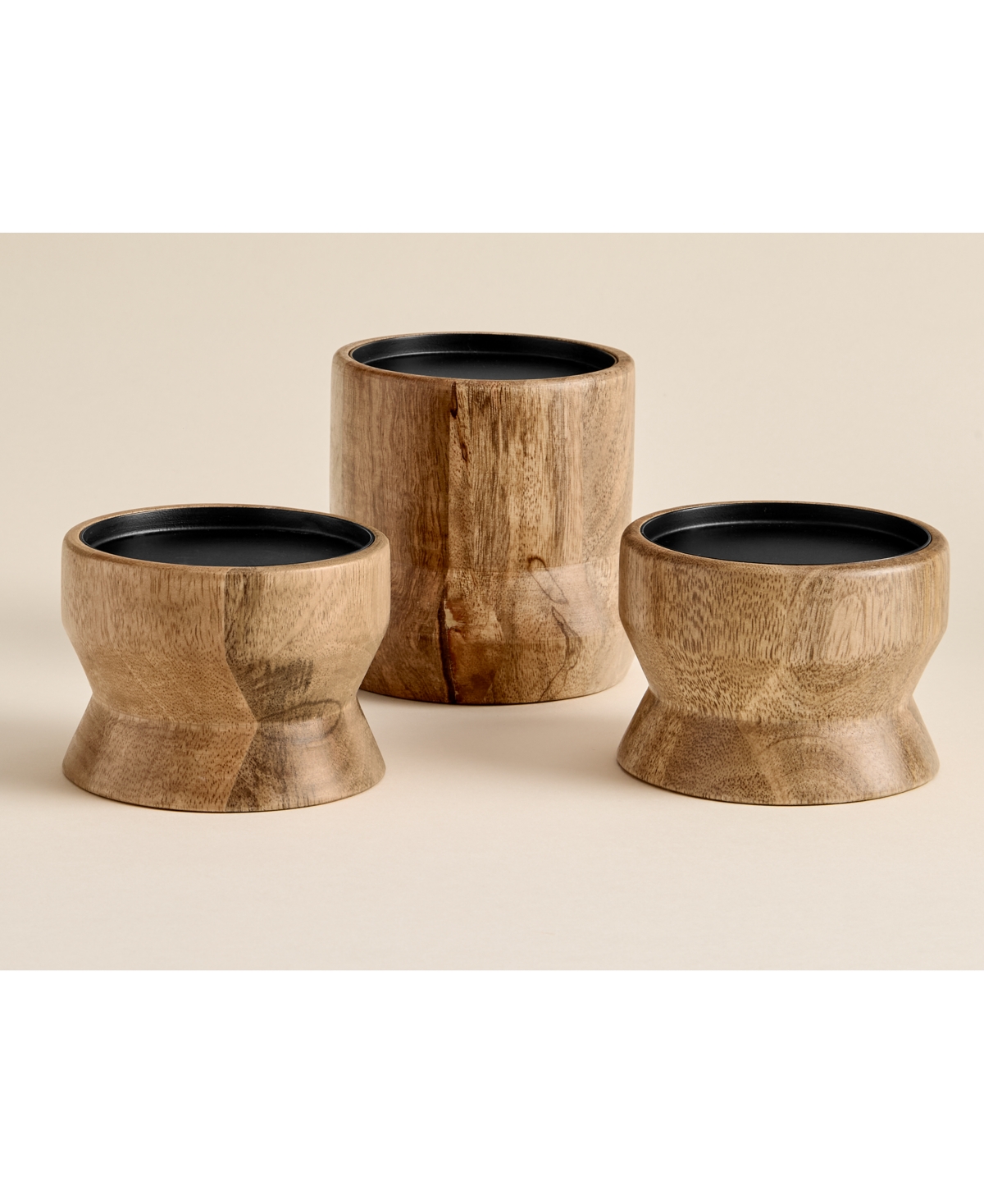 OAKE WOOD PILLAR CANDLE HOLDERS, SET OF 3, EXCLUSIVELY AT MACY'S 
