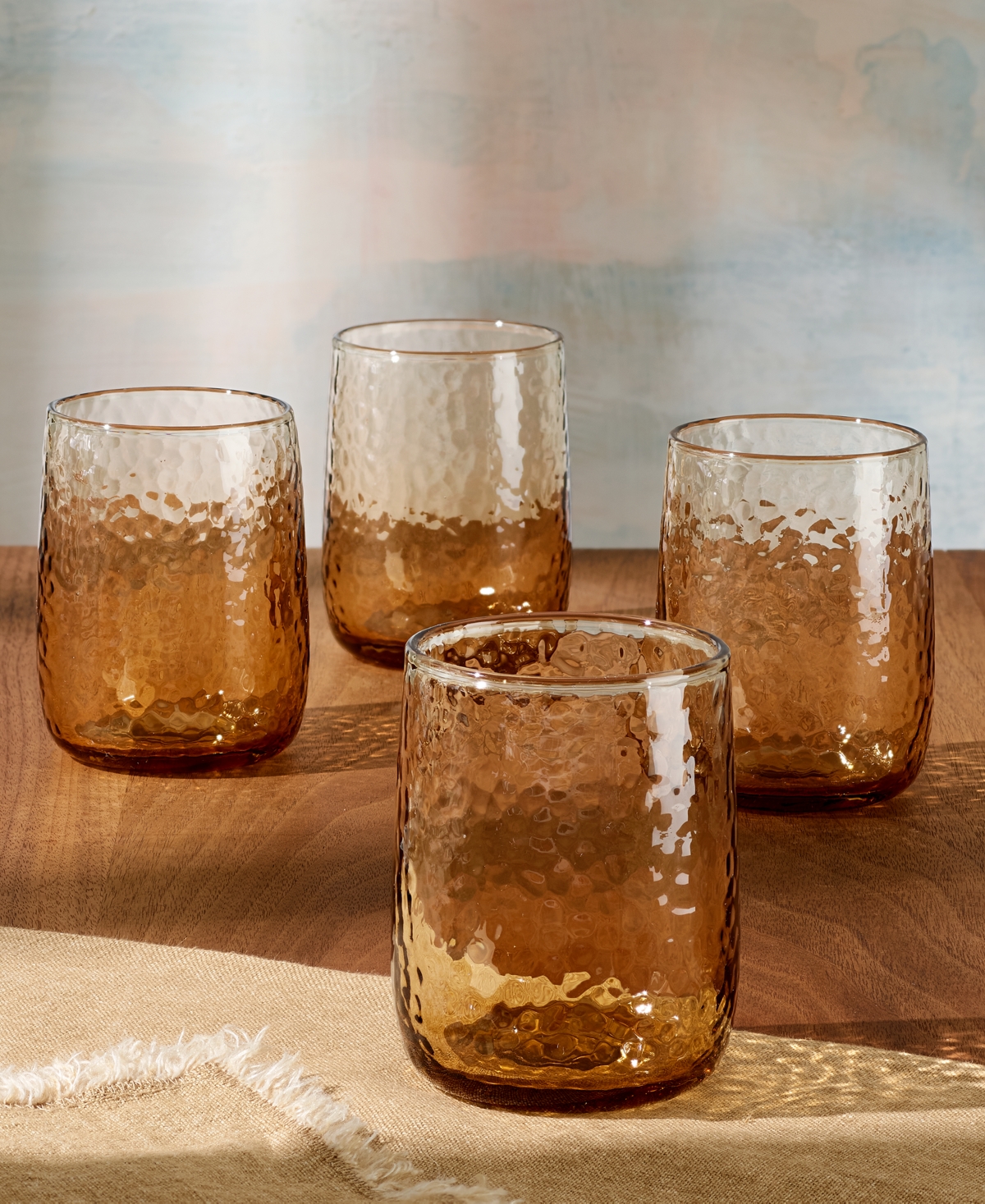 Oake Textured Double Old-fashioned Glasses, Set Of 4, Exclusively At Macy's In Amber