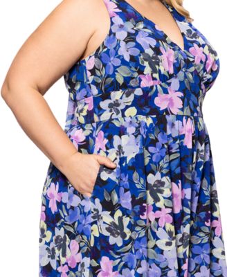 Plus Size Floral-Print Sleeveless Jumpsuit