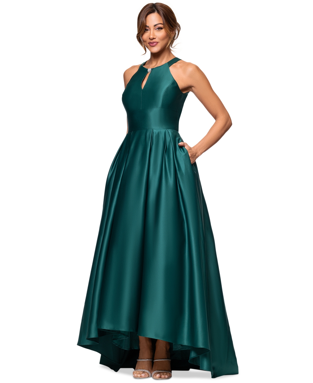 BETSY & ADAM BETSY & ADAM WOMEN'S KEYHOLE HIGH-LOW GOWN 