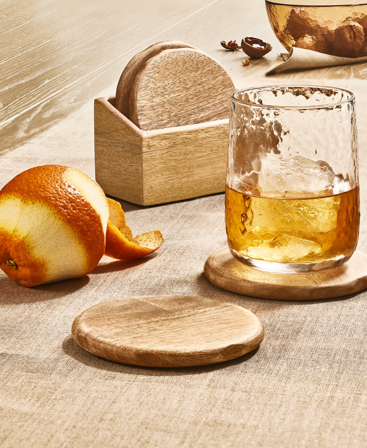 Oake 4-pc. Wooden Coasters With Holder, Exclusively At Macy's In Wood